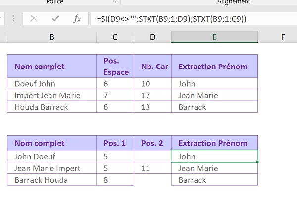 Traitements de cha nes de caract res avec Excel