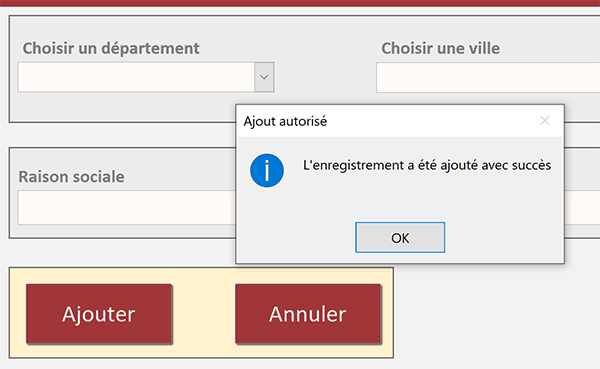 Vider un formulaire Access après insertion des données