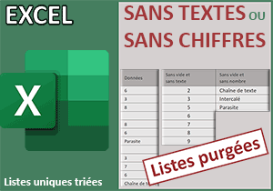 Listes uniques sans textes ou sans nombres avec Excel